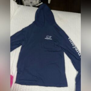 Navy vineyard vibes long sleeve w/ hood